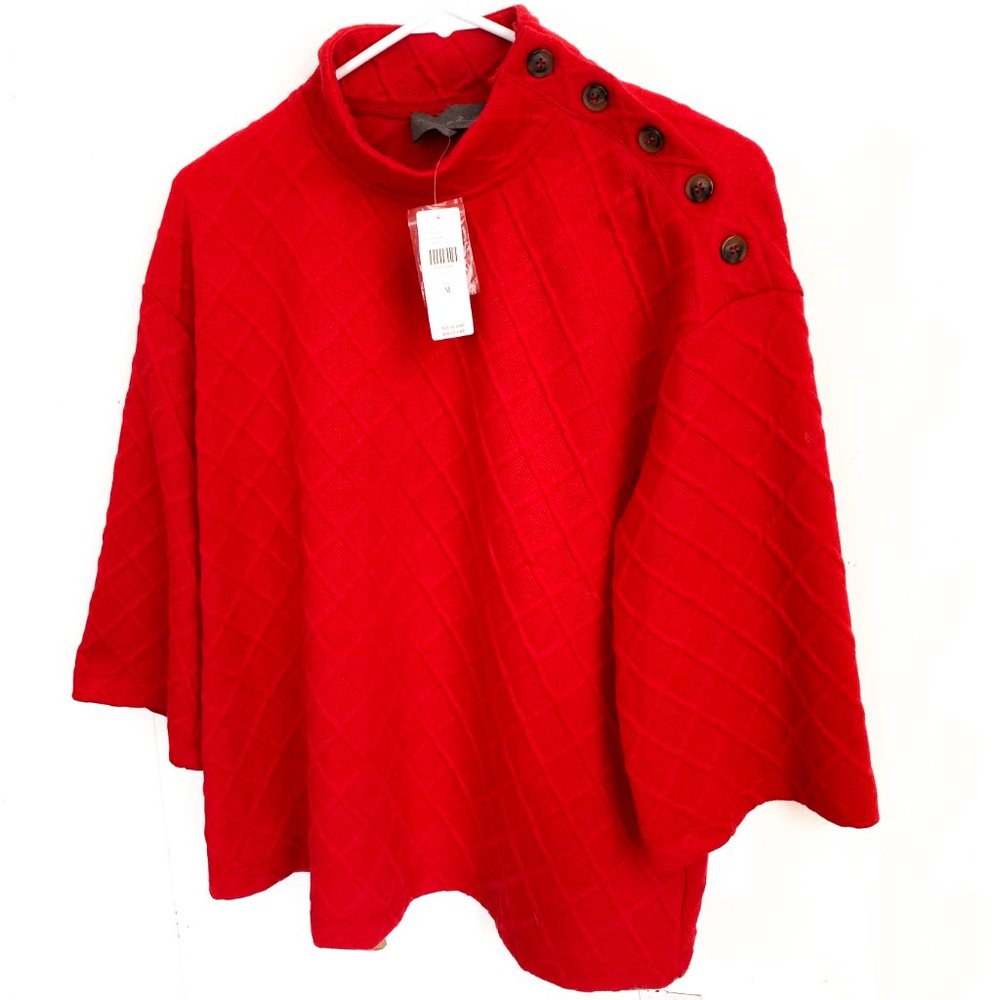 NWT anthropologie mollie button-shoulder top red M - Picture 2 of 6